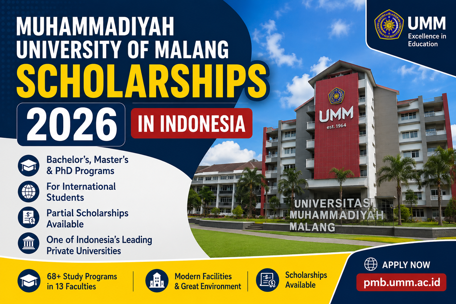 Muhammadiyah University of Malang Scholarships 2026 in Indonesia | Bachelor's, Master's & PhD Programs