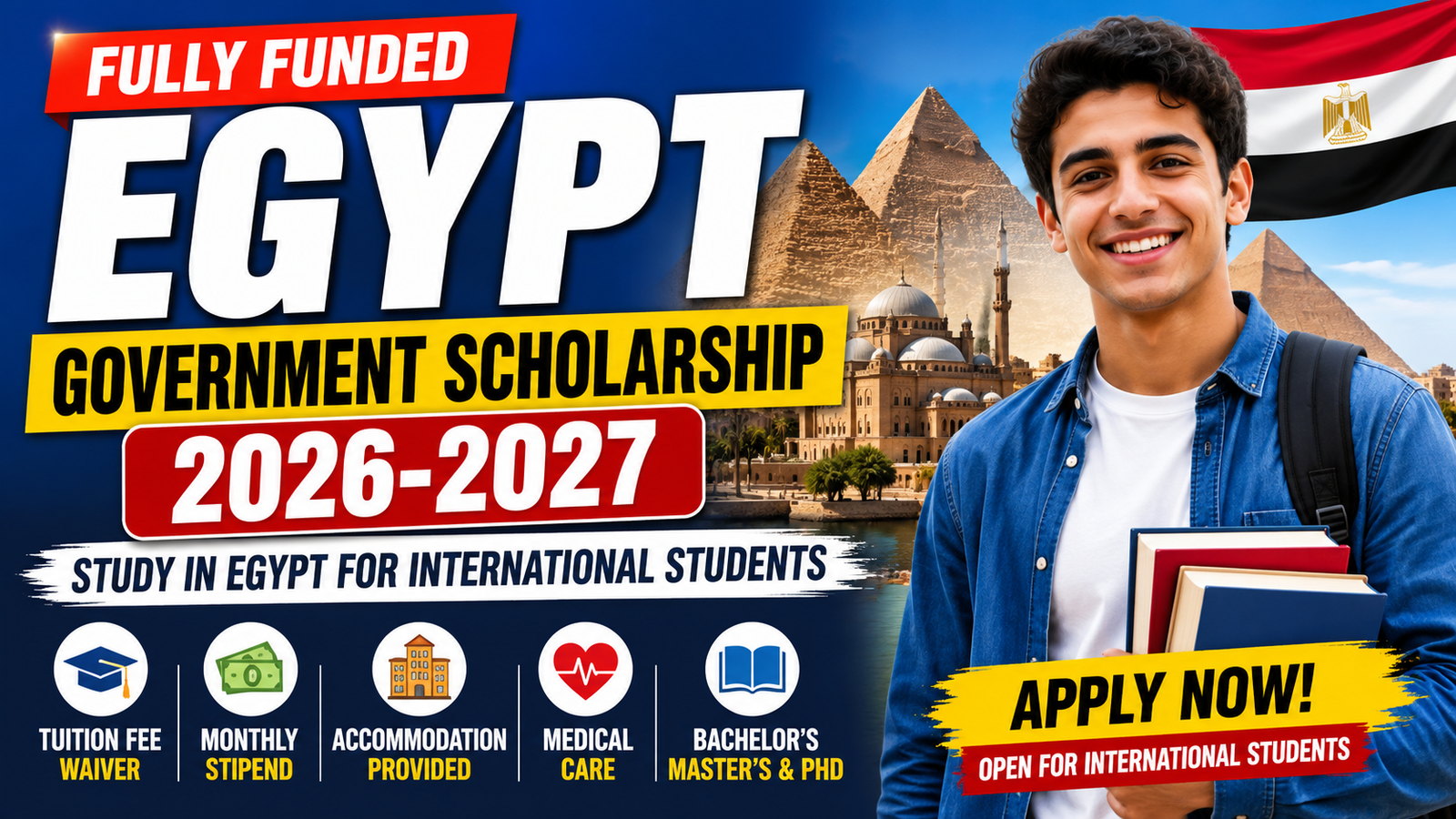 Egypt Government Scholarship 2026-2027 | Fully Funded Study in Egypt